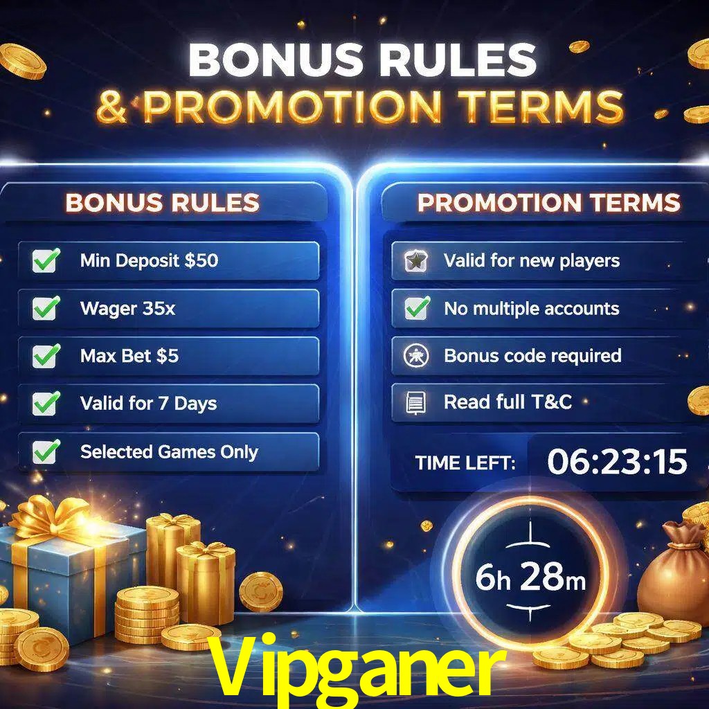 Reglas de promoción Vipganer y condiciones de bonos explicadas visualmente