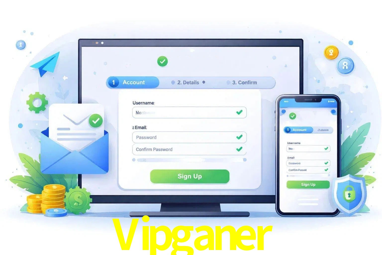 Registro de nuevo usuario y configuración de cuenta Vipganer